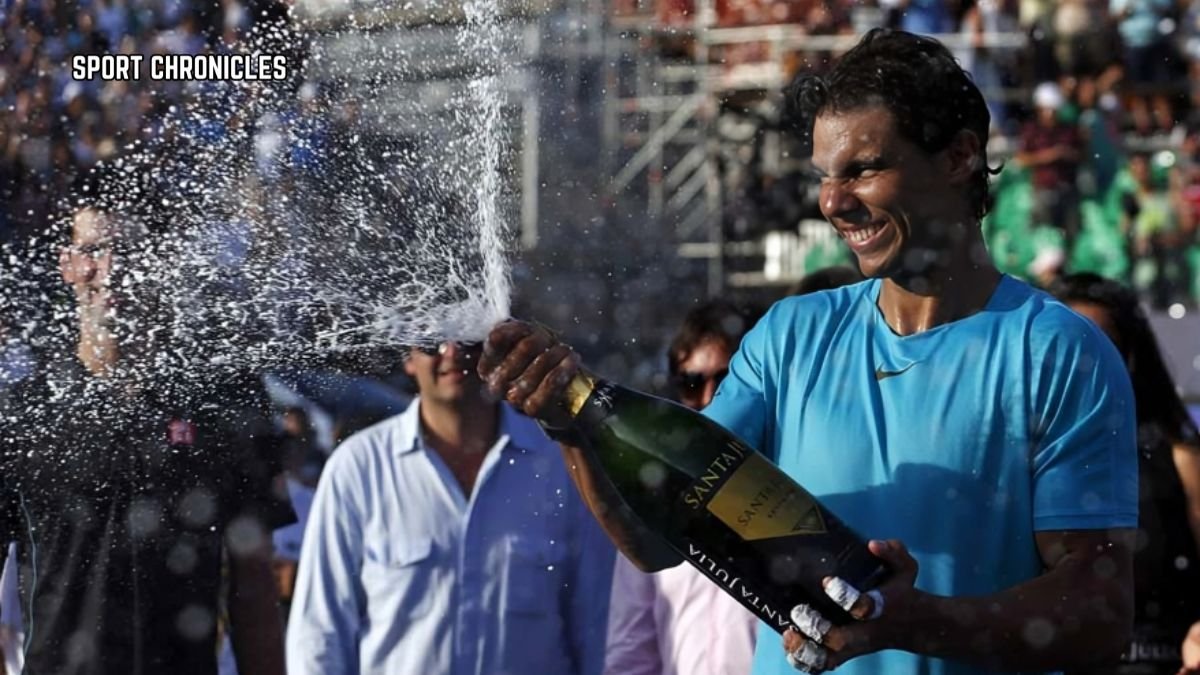 Rafael Nadal celebrating his comeback victory at the Brisbane International