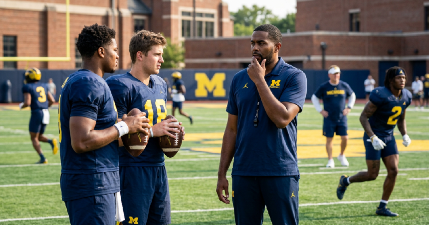 Sherrone Moore navigates Michigan quarterback battle