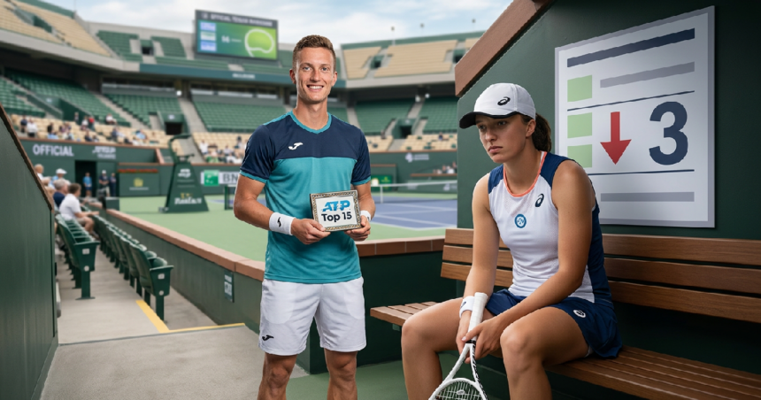 Swiatek slips below world No. 3 while Lehecka hits top 15