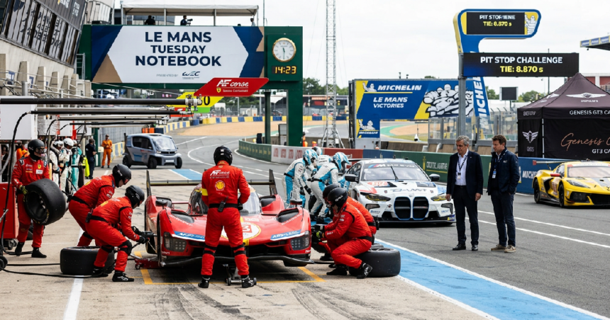 AF Corse Ferrari and Team WRT BMW tie Pit Stop Challenge at 8.870 seconds