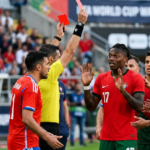 Rafael Leão sent off for punching Iván Román in Portugal's 2-1 win