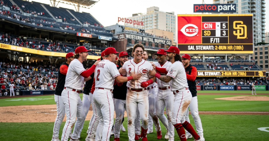 Sal Stewart hits two-run homer in 11th, lifts Cincinnati Reds over Padres 5-3